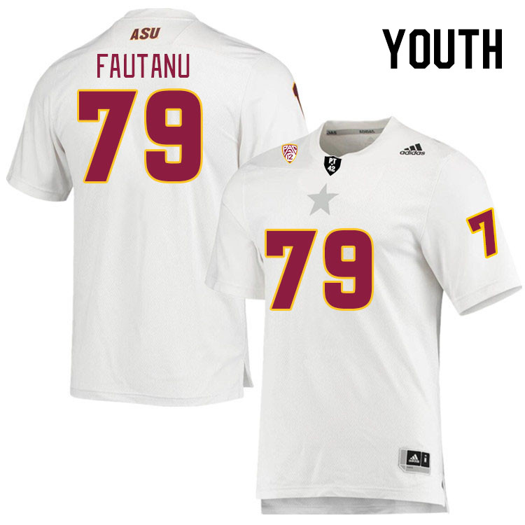 Youth #79 Leif Fautanu Arizona State Sun Devils College Football Jerseys Stitched Sale-White - Click Image to Close
